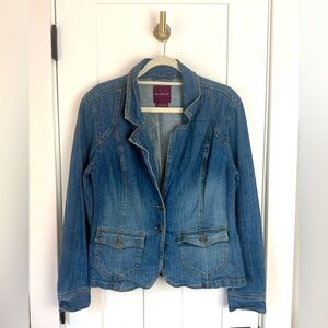 Gloria Vanderbilt Y2K Denim Blazer Jacket Stretch Blue Jean Size L